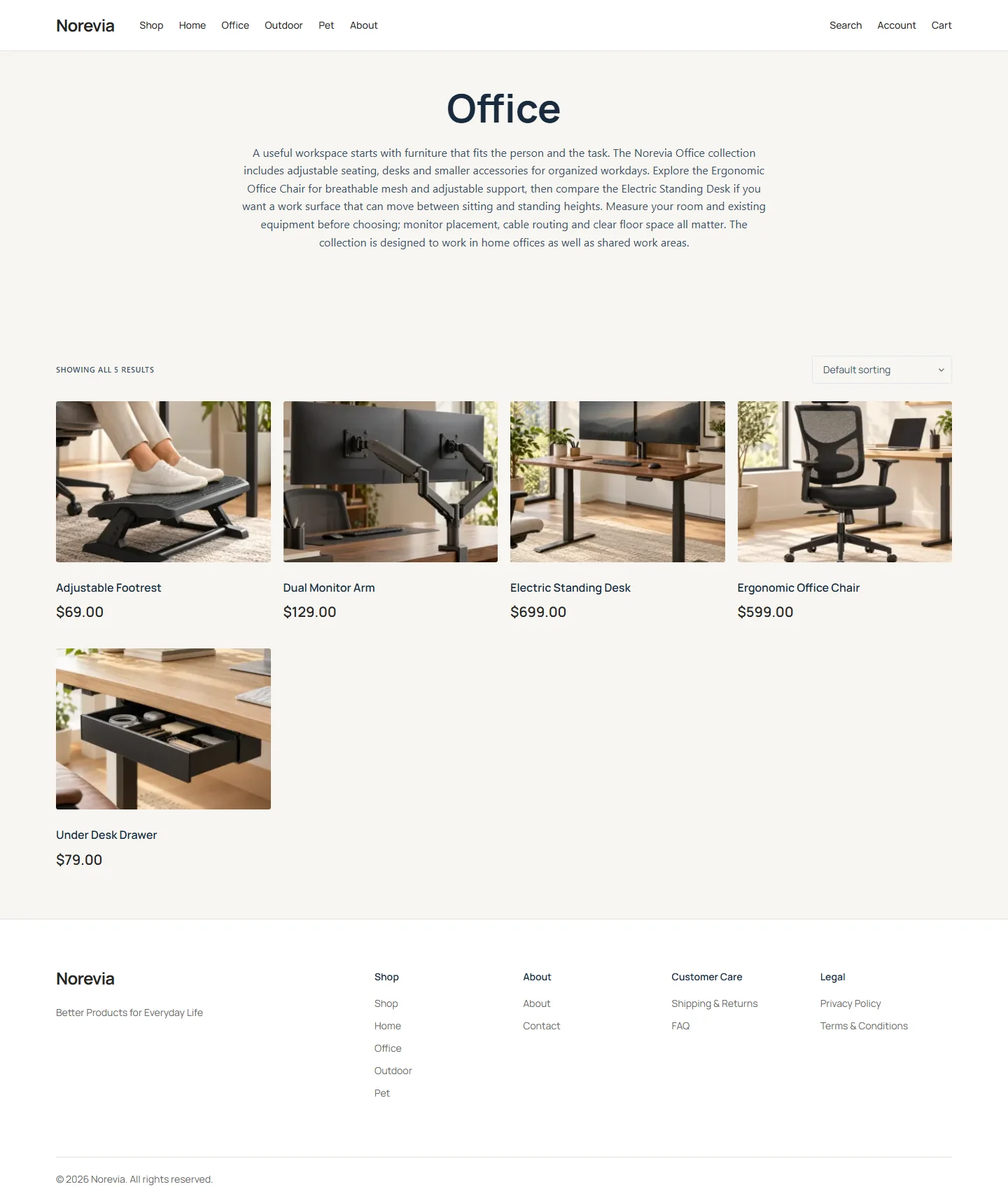 Norevia Office 分类页桌面截图
